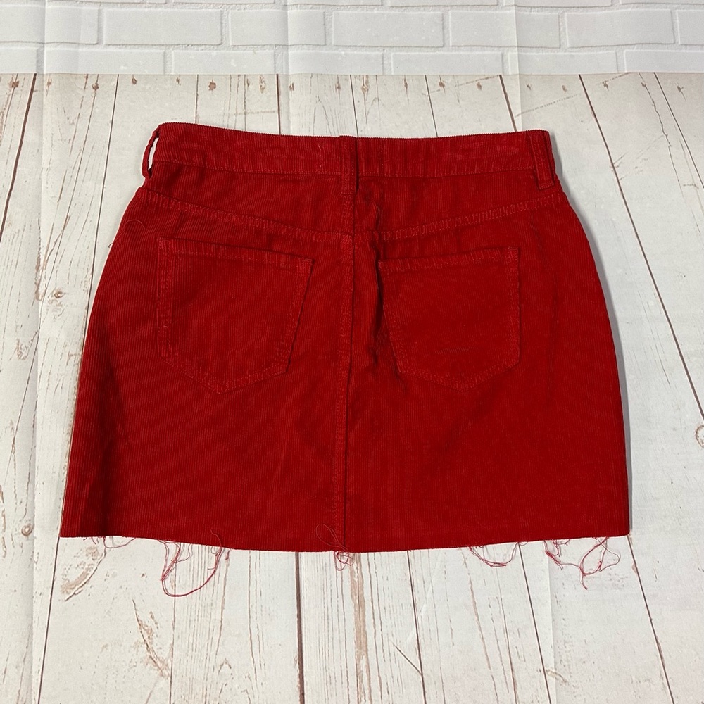 COPY - Pacsun Juniors Corduroy Short Skirt Size 27 Red Raw Hem